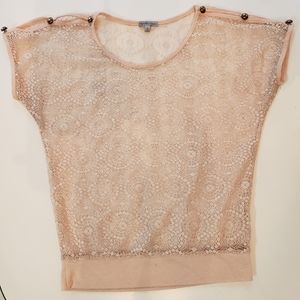 Cream lace sheer top from Charlotte Russe. With Buttons on the sleeves.